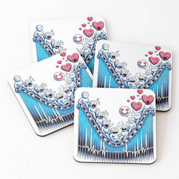 Item preview, Emotional Rollercoaster: ECG Ride with Quirky Characters designed and sold by 0penvimark.