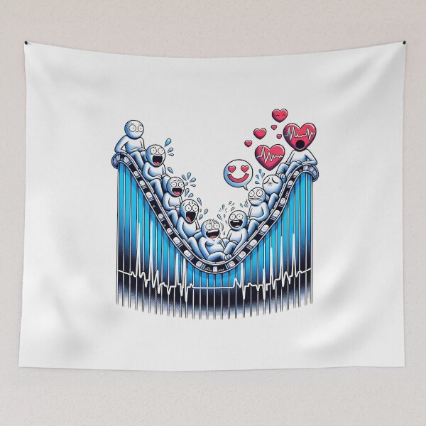 Item preview, Emotional Rollercoaster: ECG Ride with Quirky Characters designed and sold by 0penvimark.