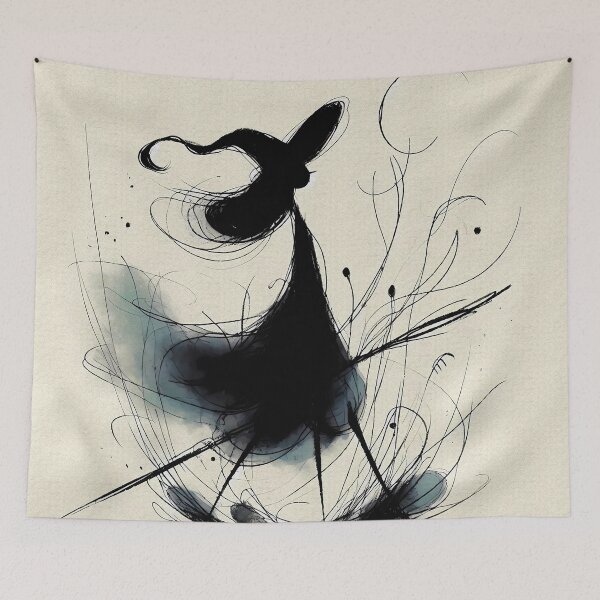 Item preview, Minimalist Line Art Woman in Dress and Hat | Black and White Silhouette designed and sold by GOATMATCH.