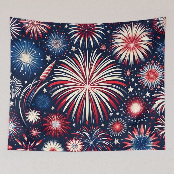 Item preview, 4th of July Fireworks Pattern Patriotic Red, White, and Blue Design designed and sold by StickaTime.