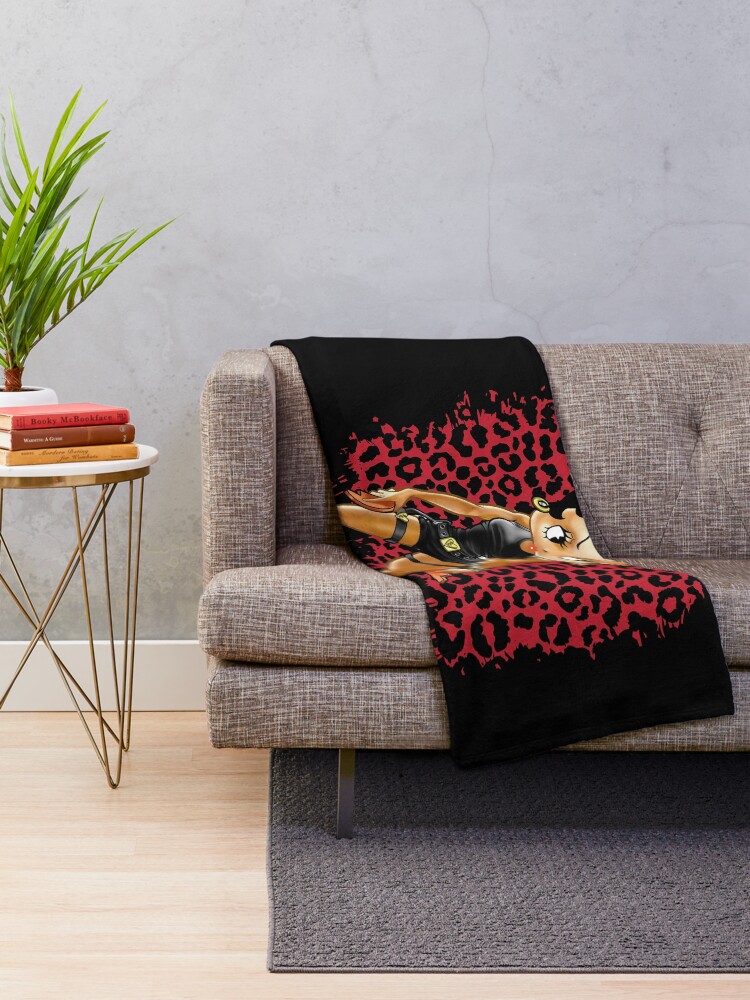 Red Cheetah Betty Boop Throw Blanket
