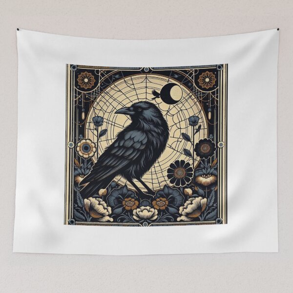 Item preview, Enchanted Raven’s Midsummer Night - Mystical Forest Magic Art designed and sold by MiszungART.
