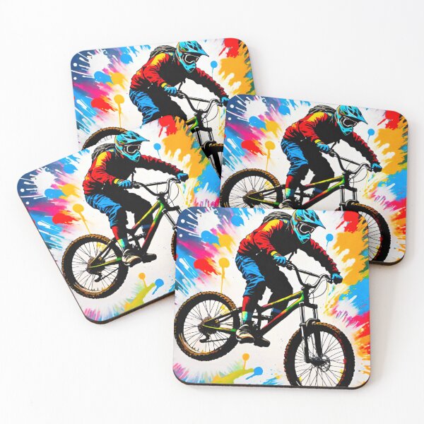 Item preview, Vibrant Airborne Adventure: Colorful MTB Rider Sending It designed and sold by GrizzlyCollective.