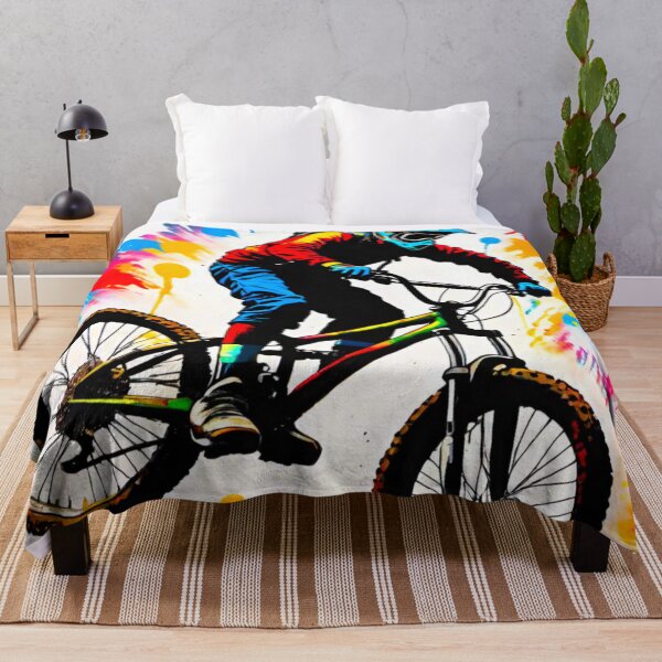 Item preview, Vibrant Airborne Adventure: Colorful MTB Rider Sending It designed and sold by GrizzlyCollective.