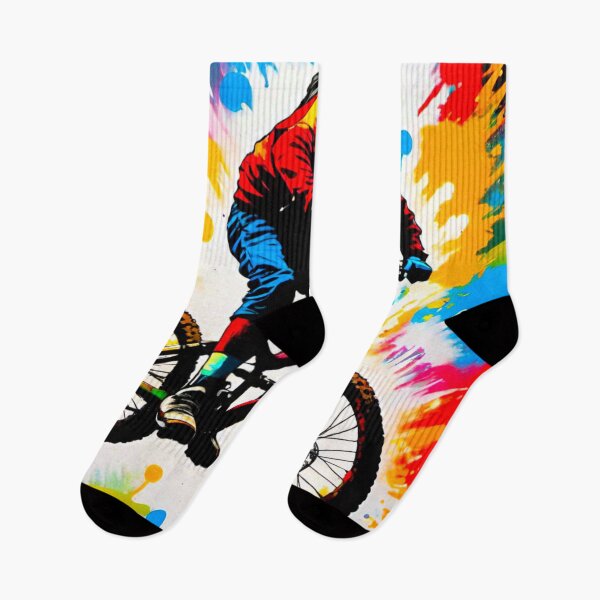 Item preview, Vibrant Airborne Adventure: Colorful MTB Rider Sending It designed and sold by GrizzlyCollective.
