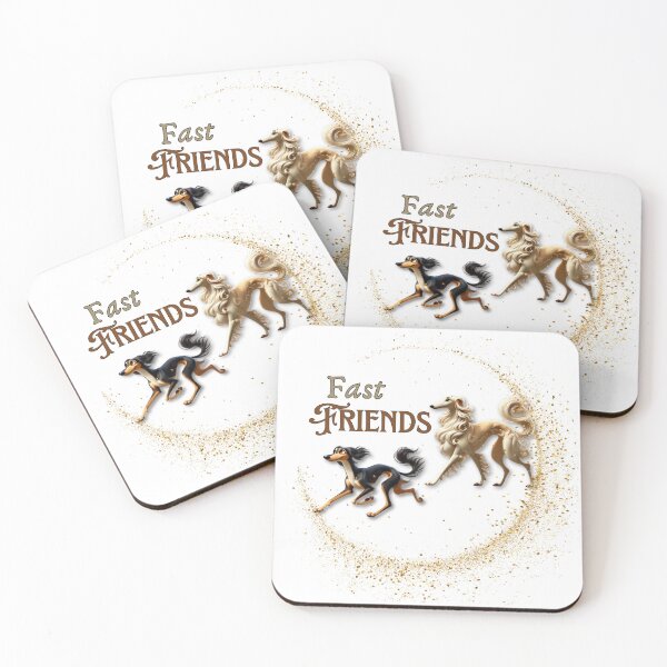 Item preview, Lindo dibujo animado de Saluki y Borzoi "Fast Friends" designed and sold by ToonTailsStudio.