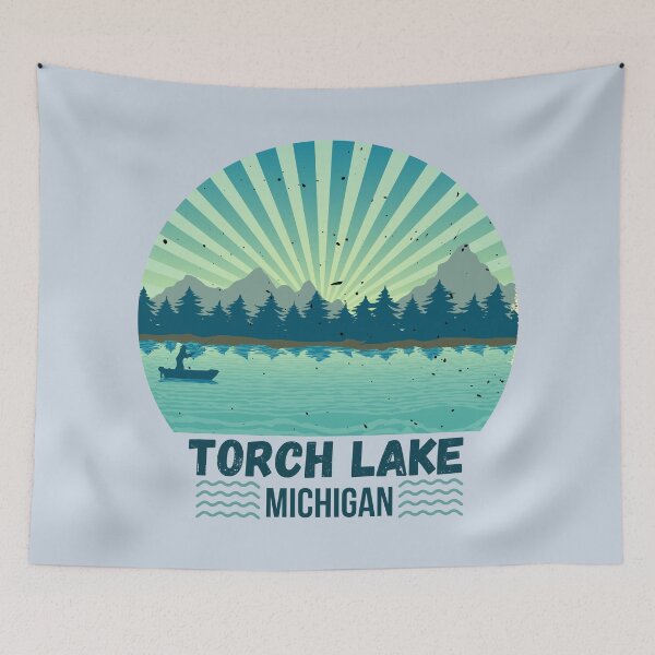 Item preview, Torch Lake Michigan Landscape Retro designed and sold by MomentumCloset.