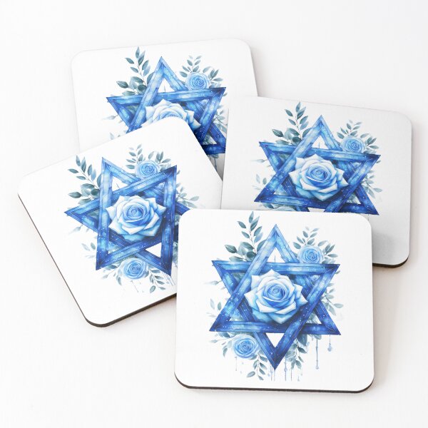 Item preview, Blue Rose Star of David - Elegant Floral Jewish Art designed and sold by WhiteDoveArt.