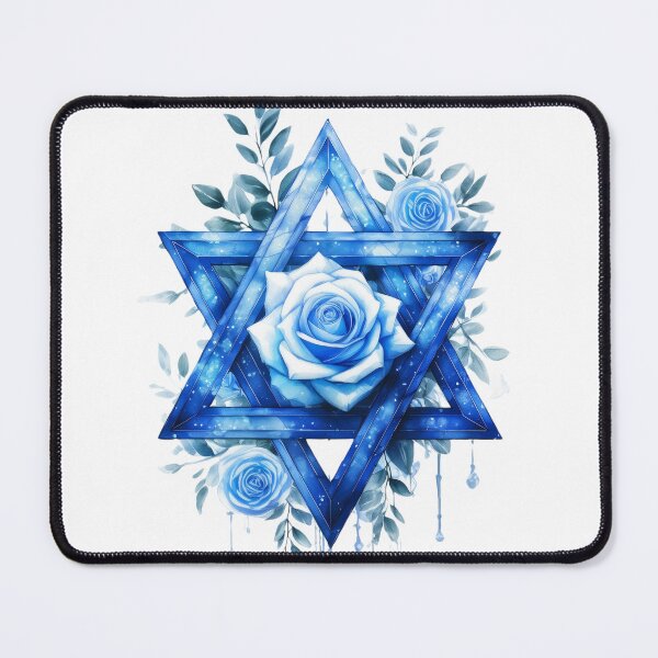 Item preview, Blue Rose Star of David - Elegant Floral Jewish Art designed and sold by WhiteDoveArt.