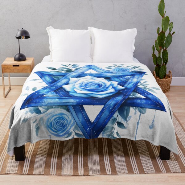 Item preview, Blue Rose Star of David - Elegant Floral Jewish Art designed and sold by WhiteDoveArt.
