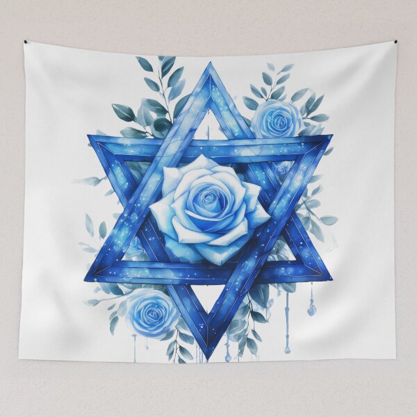 Item preview, Blue Rose Star of David - Elegant Floral Jewish Art designed and sold by WhiteDoveArt.