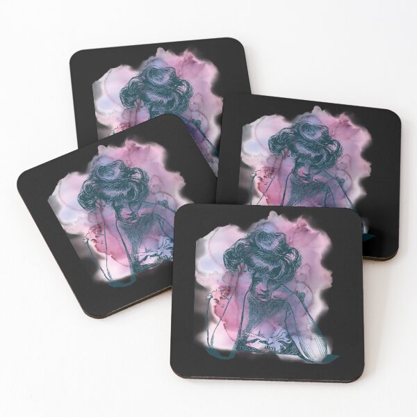 Item preview, Gibson girl in light pink watercolor  designed and sold by MarigoldandLily.