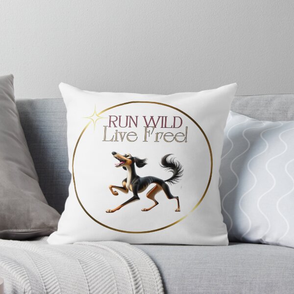 Artikelvorschau, Energiegeladener Saluki-Cartoon: „Run Wild, Live Free!“ entworfen und verkauft von ToonTailsStudio.