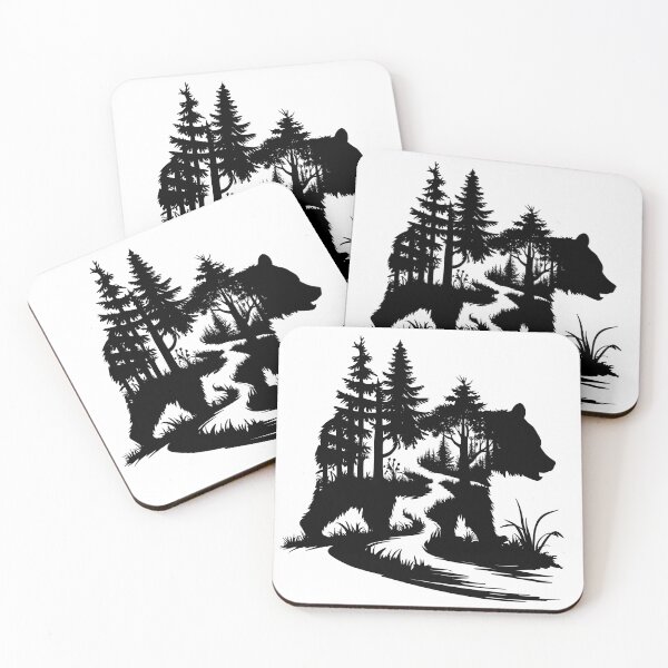 Item preview, Bear Silhouette Forest Trail Outdoor Art designed and sold by Ascooepics.