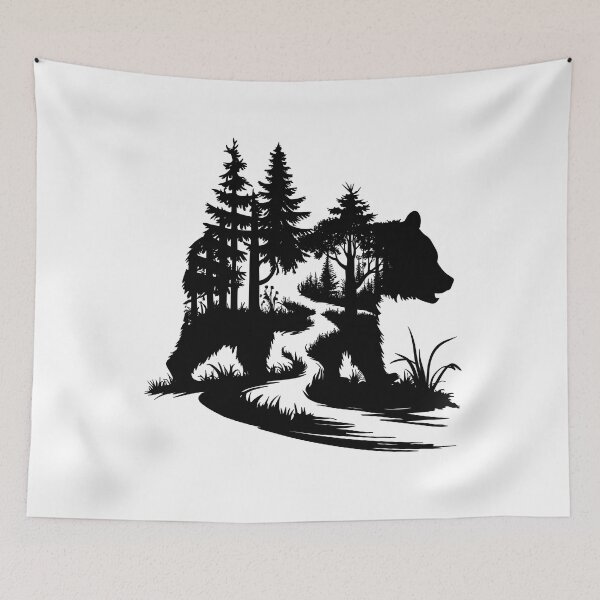 Item preview, Bear Silhouette Forest Trail Outdoor Art designed and sold by Ascooepics.