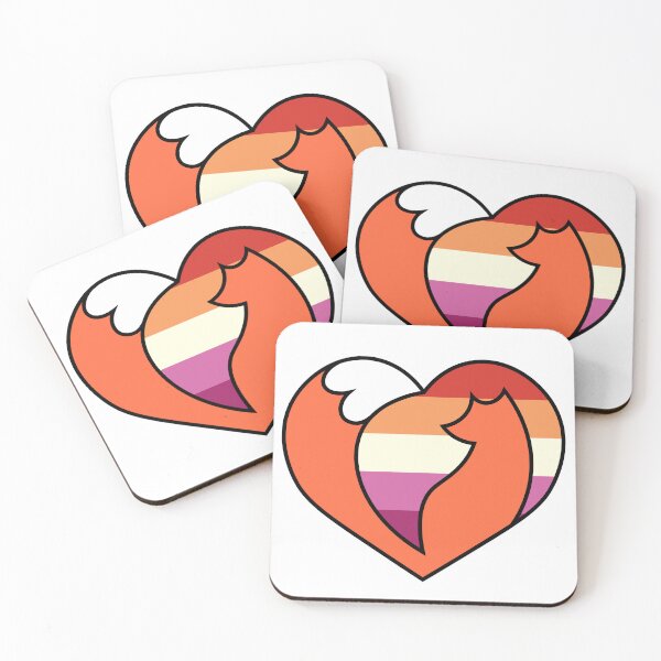 Aperçu de l'œuvre Drapeau lesbien Fox Pride Heart créée et vendue par MorganJ-Design.