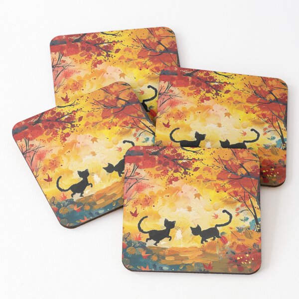 Item preview, Two Cats Running Through An Autumn Park designed and sold by Myra365Art.