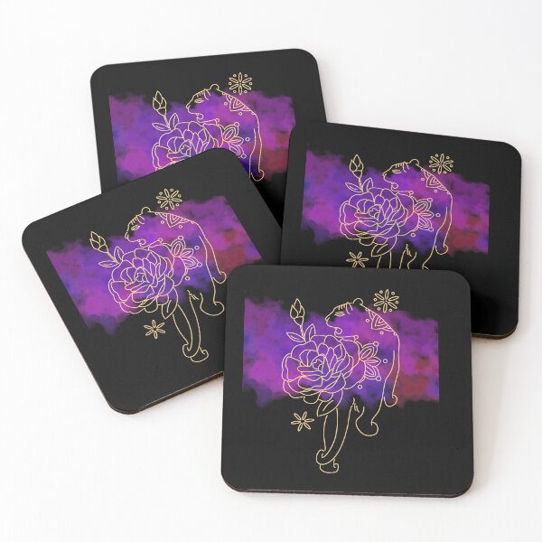 Item preview, Golden jaguar with dark pink, purple, and red watercolor  designed and sold by MarigoldandLily.