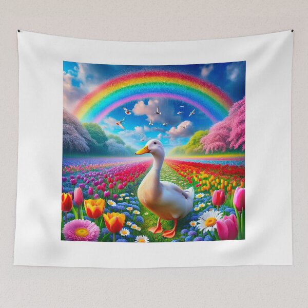 Item preview, Happy duck rainbow flowers designed and sold by VJCreativeS.