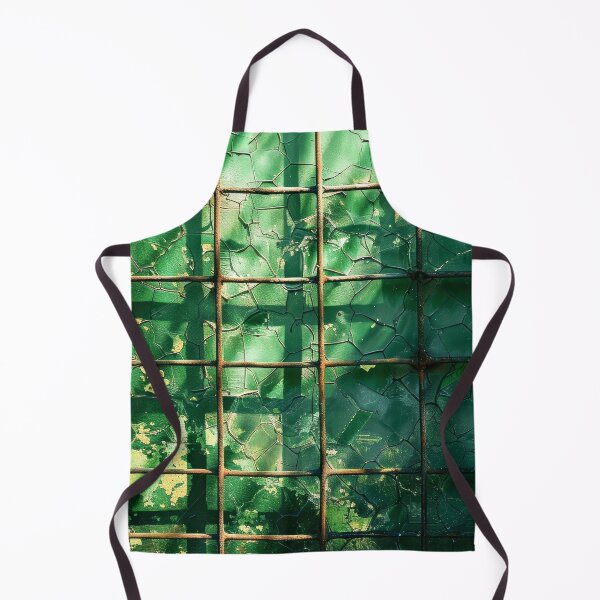 Item preview, Close-Up of Metal Fence With Green Background - Metalic Grid designed and sold by frequent-art.