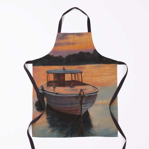 Item preview, art, boat, sunset, painting designed and sold by DonnaBlankaArt.