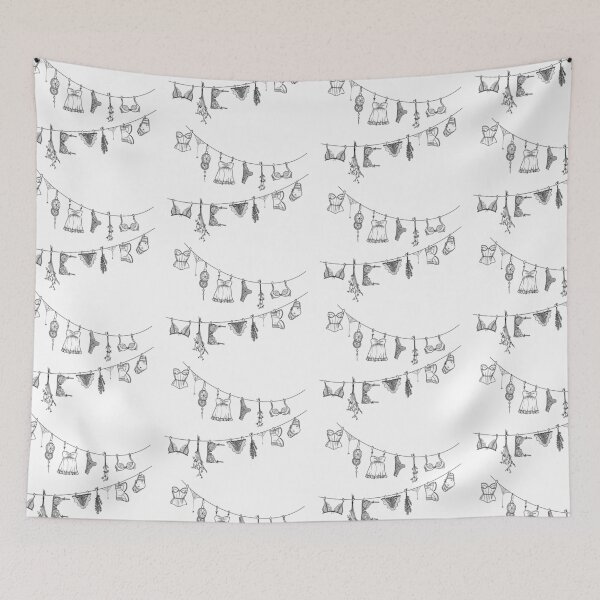 Item preview, Victorian Etching Vintage Underwear on washing line Illustration designed and sold by Idle Morrow.