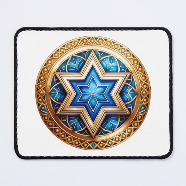 Artikelvorschau, Verziertes Davidstern-Medaillon – Luxuriöse Kunst in Blau und Gold entworfen und verkauft von WhiteDoveArt.
