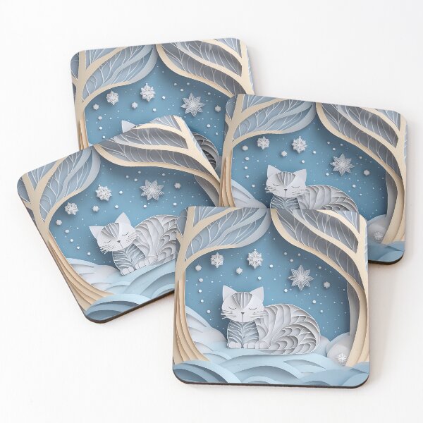 Item preview, Snowy Paper Cat designed and sold by BRKART.