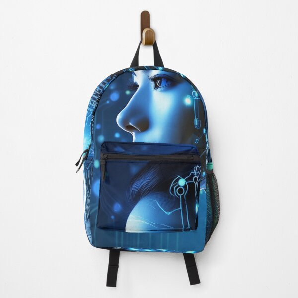 Item preview, Futuristic Eco Woman - Integration of Nature and Technology Art designed and sold by WhiteDoveArt.