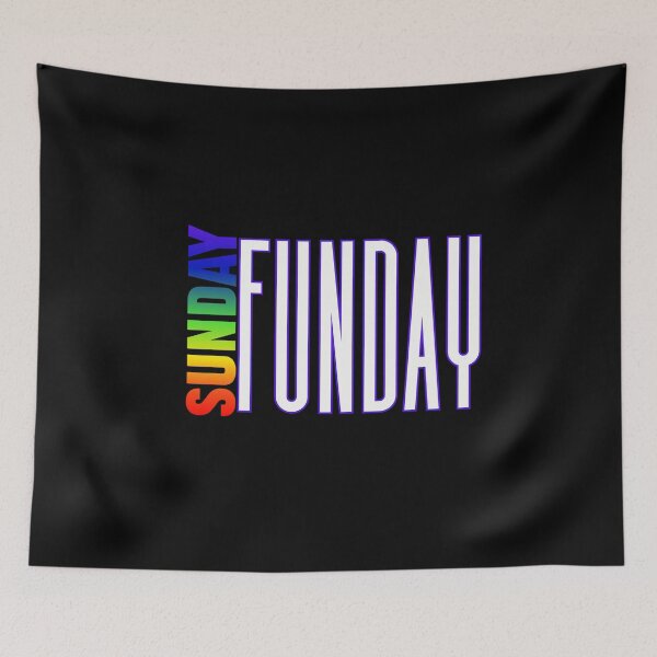 Item preview, Sunday Funday Rainbow color pride LGBTQ graphic, rainbow text, Sunday Funday designed and sold by PrideBeProud.
