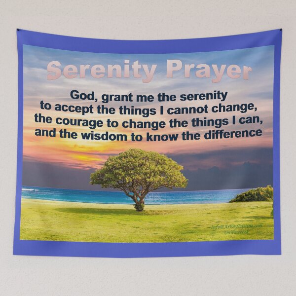 Item preview, Serenity Prayer, Sunset, Tree, Lake, Blue, Green, Purple, Pink, Yellow, by ArtByTristine designed and sold by ArtByTristine.