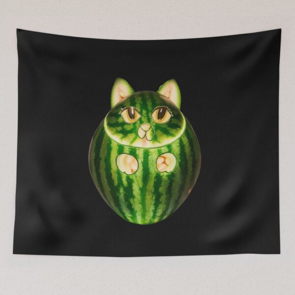 Item preview, watermelon cat cute fruit cat kitty food funny kitten pet summe feline kawaii cat lover black cat designed and sold by thechoice1.