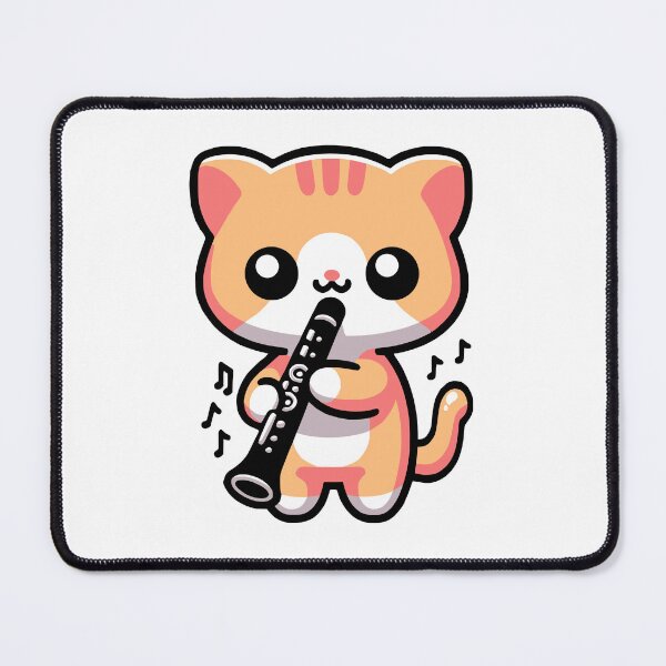 Item preview, Cute Cat Bass Clarinet Cartoon designed and sold by PMCreative.