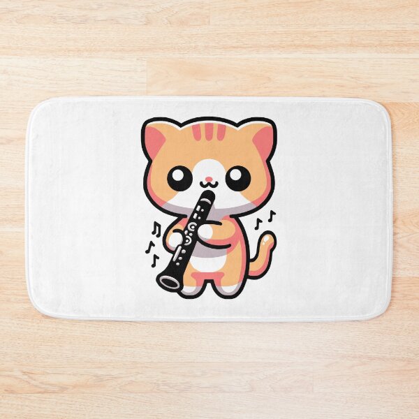 Item preview, Cute Cat Bass Clarinet Cartoon designed and sold by PMCreative.