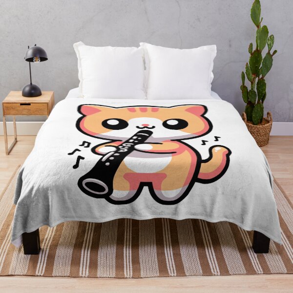 Item preview, Cute Cat Bass Clarinet Cartoon designed and sold by PMCreative.