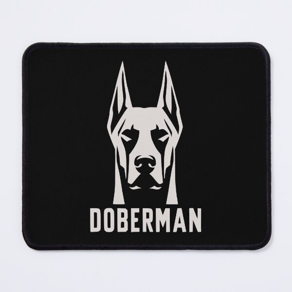 Item preview, Doberman dog geometric art, pop art, minimalist black and white illustration designed and sold by CutOriginalArt.