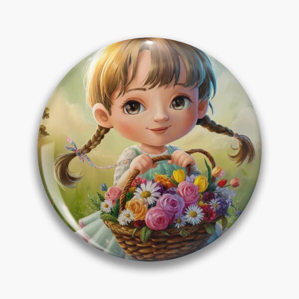 Item preview, girl with long hair braided holding a flower basket designed and sold by JRPicArt1.