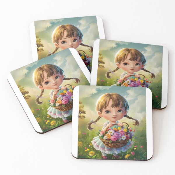 Item preview, girl with long hair braided holding a flower basket designed and sold by JRPicArt1.