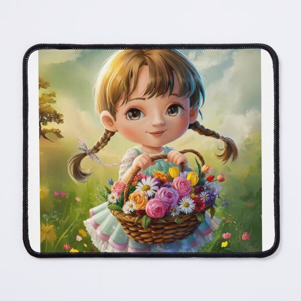 Item preview, girl with long hair braided holding a flower basket designed and sold by JRPicArt1.