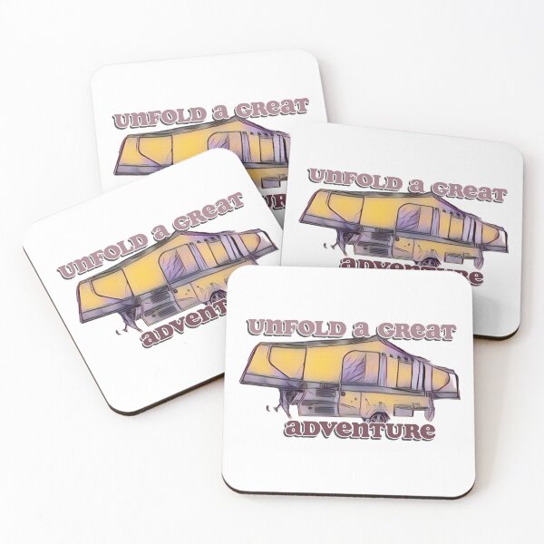 Item preview, Unfold a Great Adventure Yellow and Purple Folding Caravan designed and sold by BeccaAelishe.
