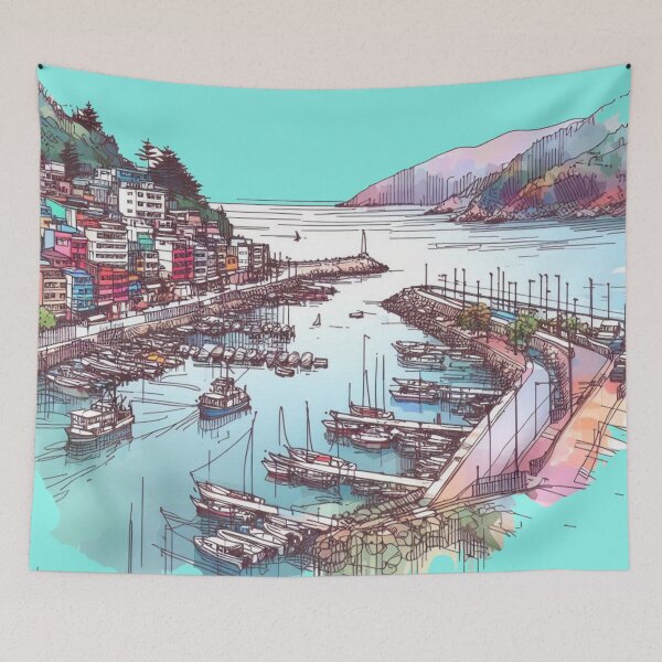 Item preview, Seogwipo Harbor 3D Sketch Art , designed and sold by PaintMeWorld.