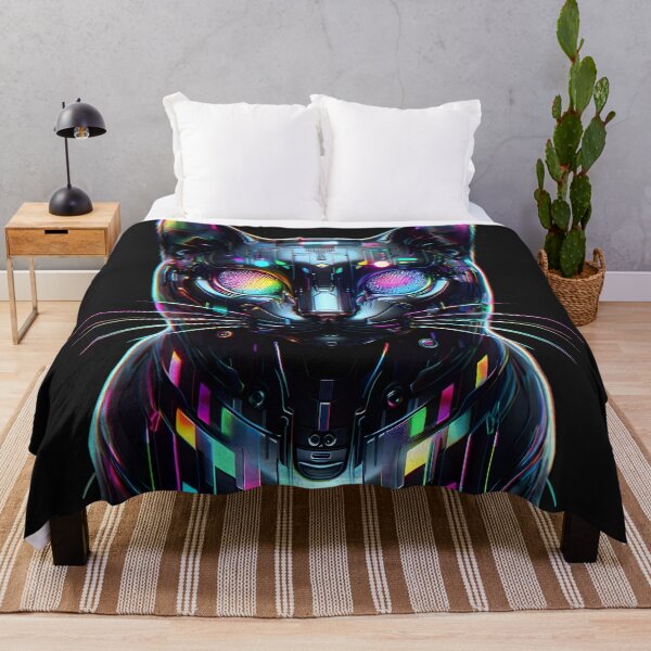 Item preview, Glitchy Cybercat in Neon Wonderland designed and sold by AI-Only Creations.