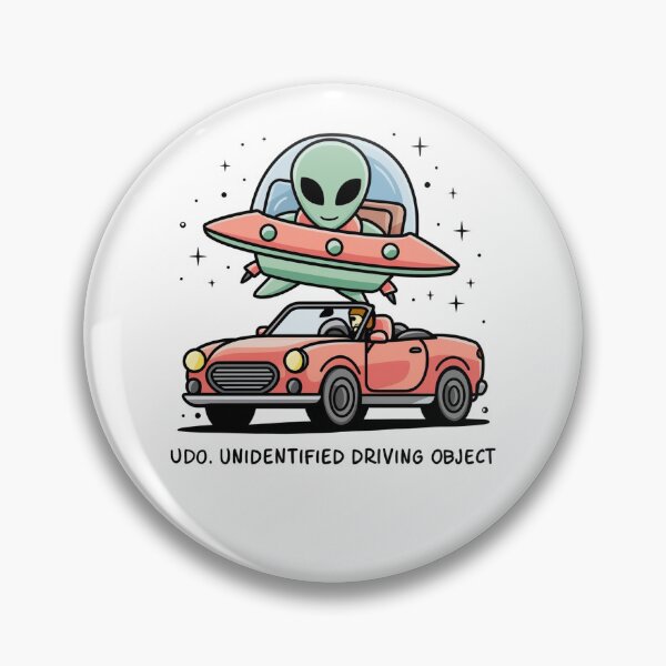 Item preview, Funny Space Alien over Car says UDO Unidentified Driving Object designed and sold by Nature's Fancy.