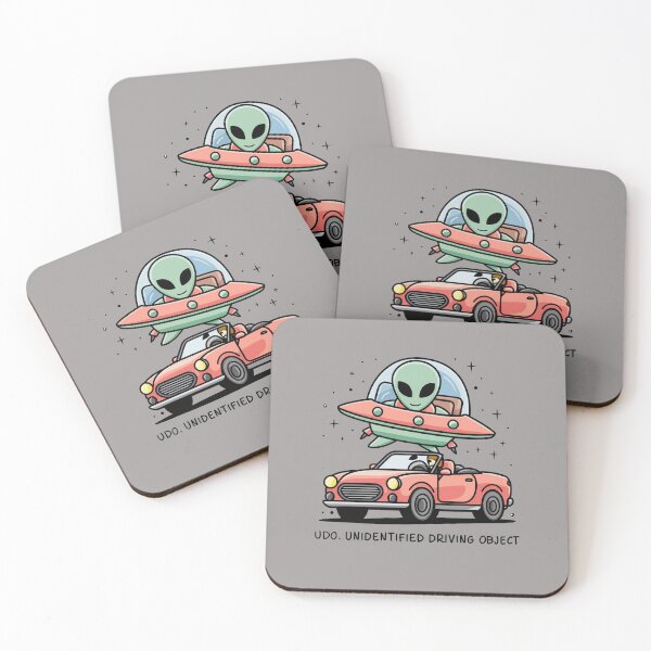 Item preview, Funny Space Alien over Car says UDO Unidentified Driving Object designed and sold by Nature's Fancy.