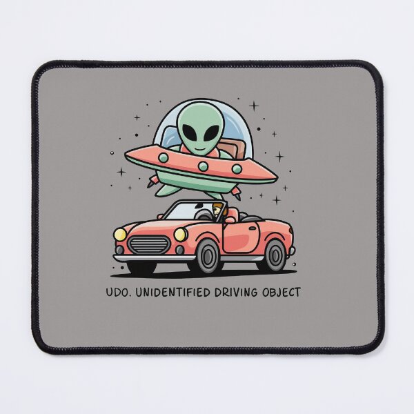 Item preview, Funny Space Alien over Car says UDO Unidentified Driving Object designed and sold by Nature's Fancy.