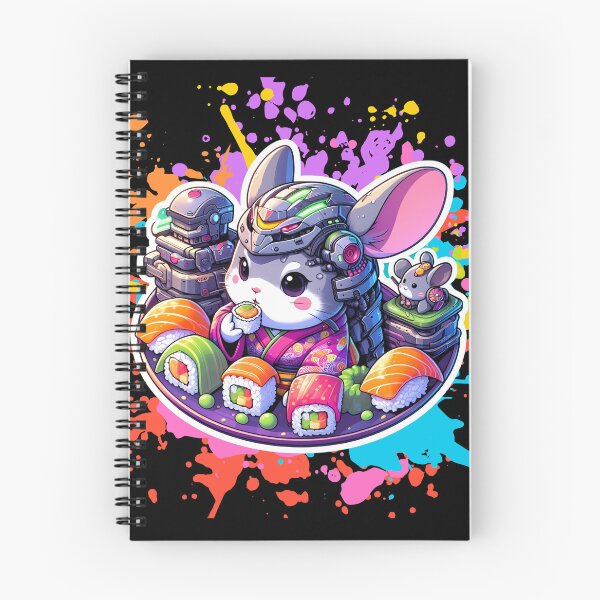 Item preview, Adorable Robotic Chinchilla in Kimono Enjoying Sushi designed and sold by Dynke.
