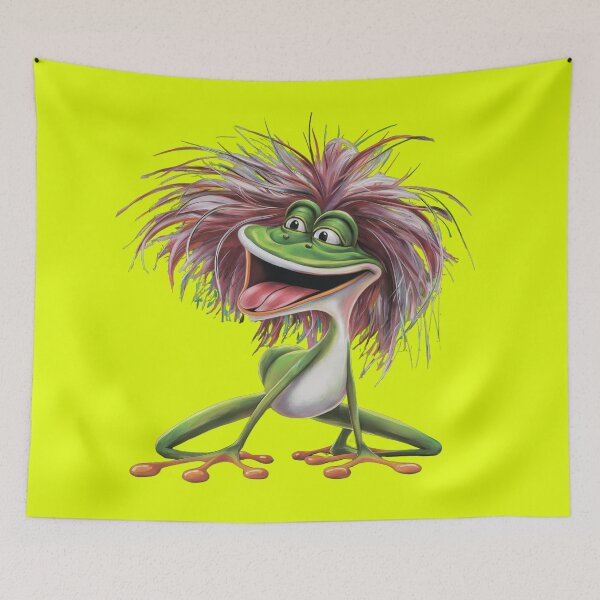 Item preview, Funny frog with ruffled har.Fluorescent yellow.Neon designed and sold by MagelliShop.