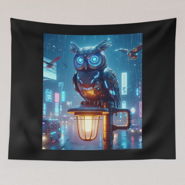 Item preview, Cyberpunk Owl designed and sold by LvlUpPrints.