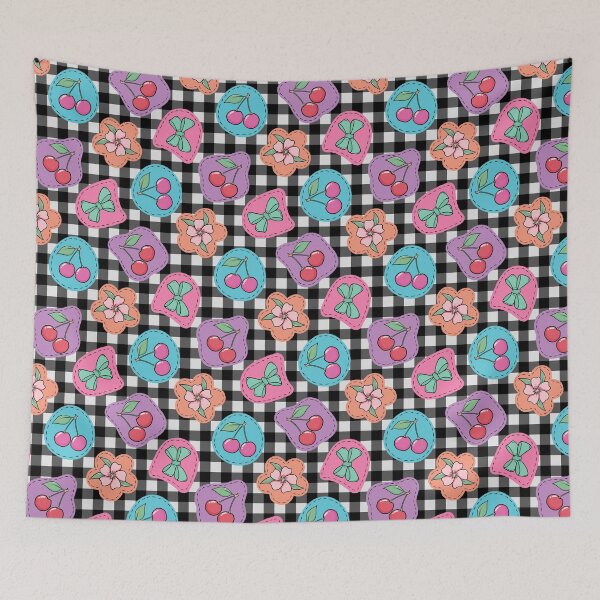 Item preview, Cherry Blossom Patchwork on Gingham Seamless Pattern designed and sold by CreativeDraws42.