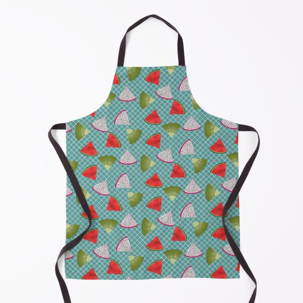 Item preview, Watermelon, Kiwi Fruit and Dragon Fruit Slices on Blue Plaid designed and sold by MerryMakewell.